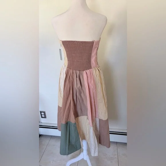 NWT $188 Anthropologie Maeve Strapless Drop-Waist A-Line Midi Dress XSP - Picture 7 of 12